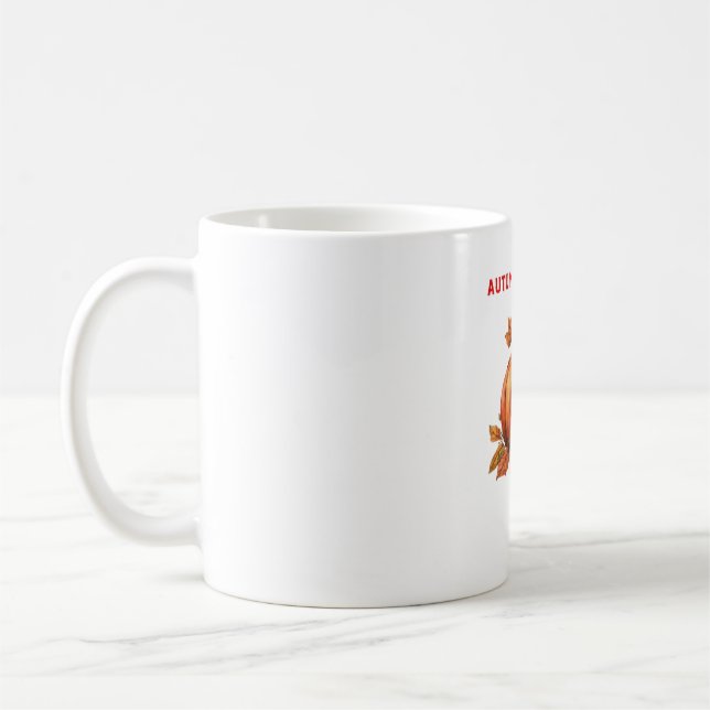 Autumn Blessings Pumpkin with Fall Leaves Classic  Coffee Mug (Left)