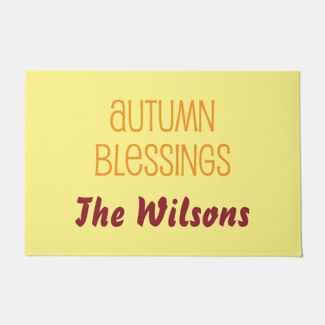 Autumn Blessings Yellow and Burgundy  Doormat (Front)