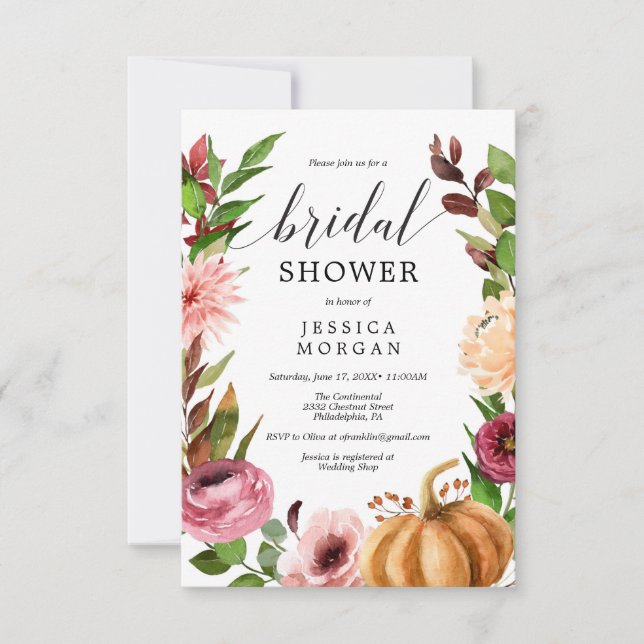 Autumn Bliss Bridal Shower Invitation Card (Front)