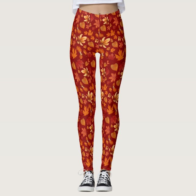 Autumn Bliss Colorful Fall Feuilles Leggings (Devant)