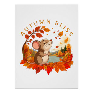 Autumn Bliss Cute Mouse Fall Wall Art 