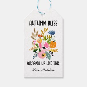 Autumn Bliss Fall Floral Bouquet with Pumpkins   Gift Tags