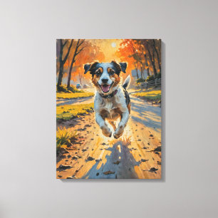 Autumn Bliss Happy Dog Canvas Print