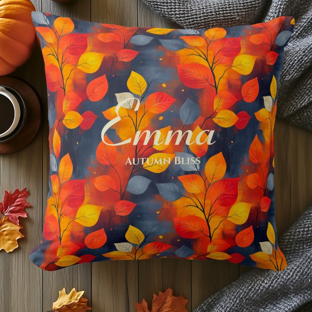 Autumn Bliss Leaves Pattern | Fall Home Decor Throw Pillow (Creator Uploaded)