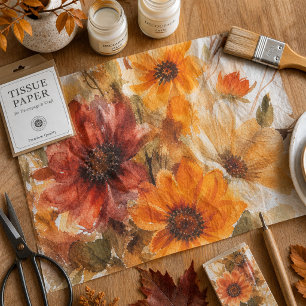 Autumn Bloom Fall Florals Watercolor  Tissue Paper