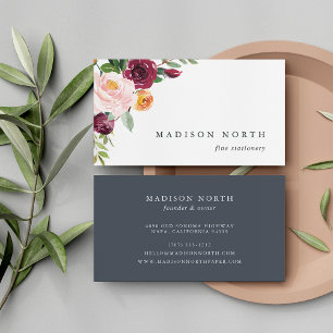 Autumn Bloom   Watercolor Floral Business Card
