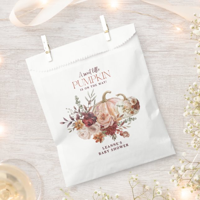 Autumn Blooms 'a little pumpkin' Baby Shower Favour Bag (Clipped)