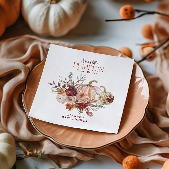 Autumn Blooms 'a little pumpkin' Baby Shower Napkin (Creator Uploaded)