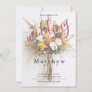 Autumn Blooms Boho Wedding Invitation