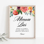 Autumn Blooms Bridal Shower Mimosa Bar Poster<br><div class="desc">Rustic floral mimosa bar sign featuring watercolor garland of burgundy,  orange,  blush and red fall flowers. This fall floral mimosa bar sign is perfec for autumn weddings,  bridal showers,  baby showers and similar events.</div>