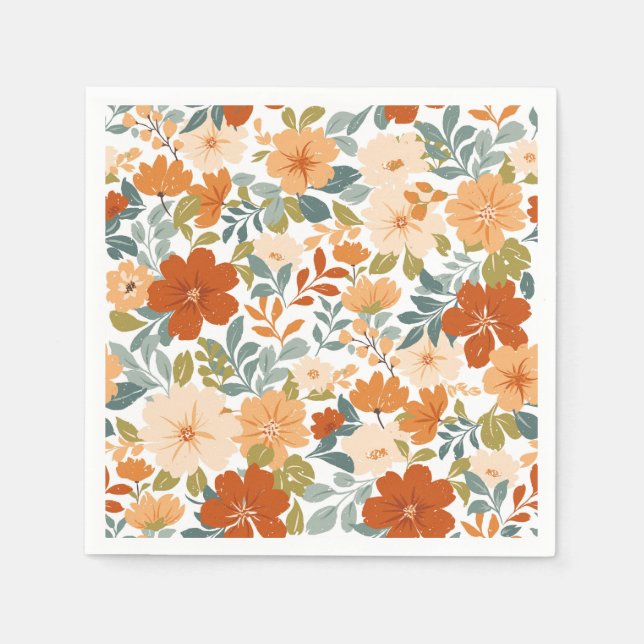 Autumn Blooms - Fall Garden Meadow Napkin (Front)