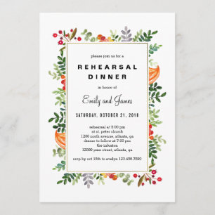Autumn Blooms Fall Rehearsal Dinner Invitation