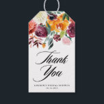 Autumn Blooms Floral Bridal Shower Thank You Gift Tags<br><div class="desc">Send thanks to guests with this customizable thank you gift tag. It features a watercolour garland of orange, burgundy, white, and pink flowers with greenery accents. Personalize this fall floral thank you tag by adding your own event details. These watercolour thank you gift tags are perfect for fall weddings, bridal...</div>