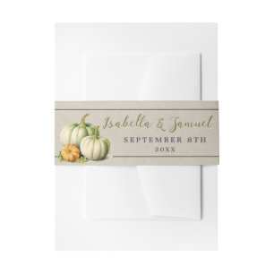 Autumn Blooms Floral Fall Orange Green Wedding Invitation Belly Band