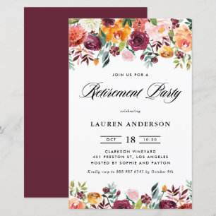 Autumn Blooms Garland Retirement Party Invitation
