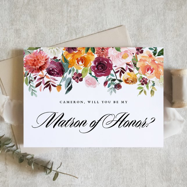 Autumn Blooms Will You Be My Matron of Honour Card (Creator Uploaded)