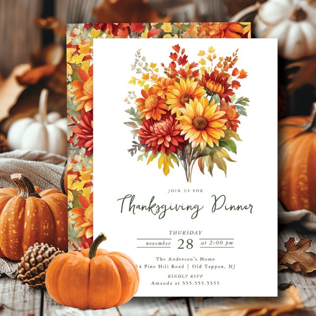 Autumn Blossom Thanksgiving Invitation (Creator Uploaded)