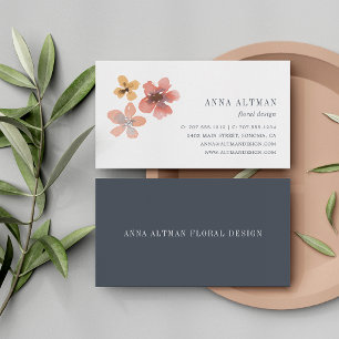 Autumn Blossom Watercolor Floral Business Card