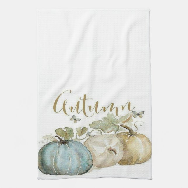 Autumn Blue Pumpkin Kitchen Apron Kitchen Towel (Vertical)