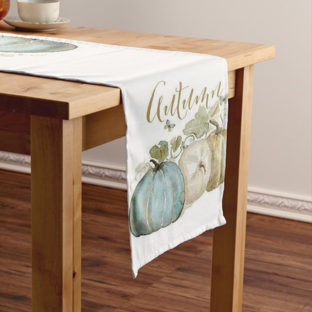 Autumn Blue Pumpkin Table Runner (In Situ)