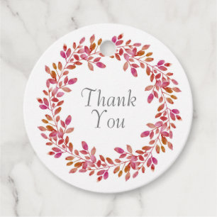 Autumn Blush Watercolor Leaves Wreath 2 Favour Tags