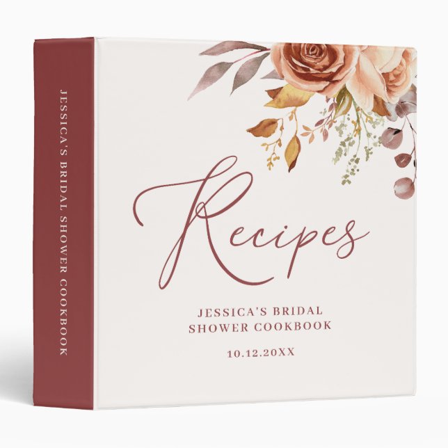 Autumn Bohemian Bridal Shower Recipe Book Binder (Front/Spine)