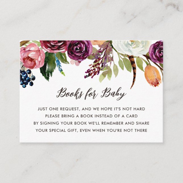 Autumn Boho Blooms Baby Shower Book Request Enclosure Card (Front)