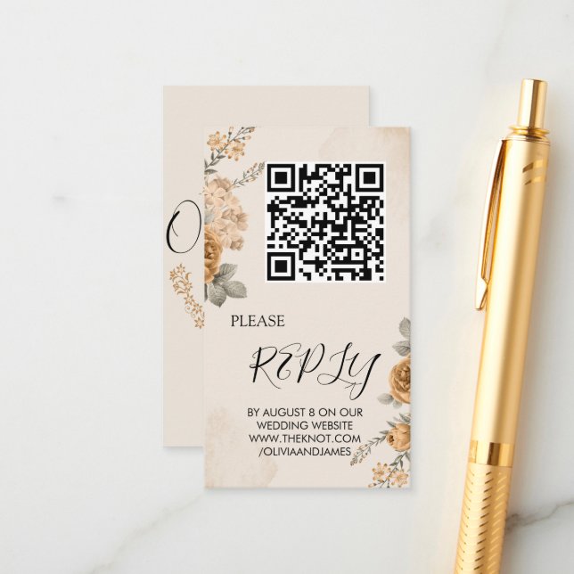 Autumn Boho Blooms | Carte de boîtier Mariage mode (Devant/Arrière en situation)