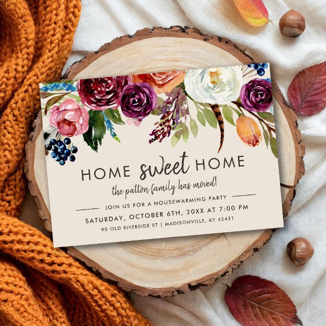Autumn Boho Blooms Housewarming Party Invitation (Creator Uploaded)