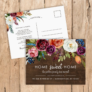 Autumn Boho Blooms New Address Moving Announcement Postcard