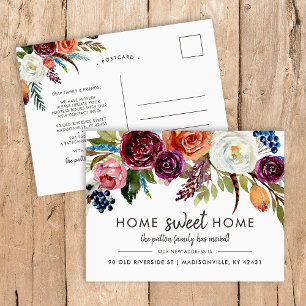 Autumn Boho Blooms New Address Moving Announcement Postcard