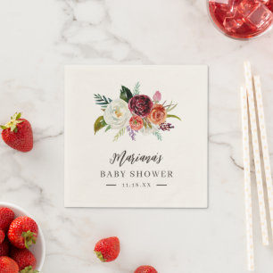 Autumn Boho Blooms Personalized Baby Shower Napkin