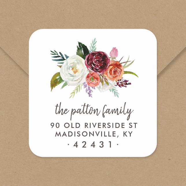 Autumn Boho Blooms Return Address Label (Creator Uploaded)