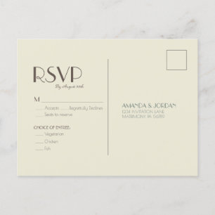 Autumn Boho Deco Cream Wedding RSVP Invitation Postcard
