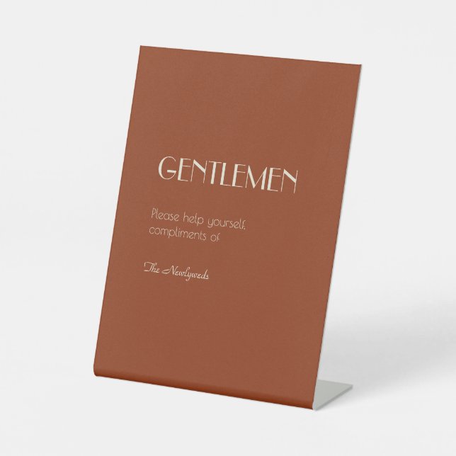 Autumn Boho Deco | Rust Gentlemen Bathroom Pedestal Sign (Front)