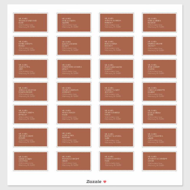 Autumn Boho Deco | Rust Guest Address Label (Sheet)