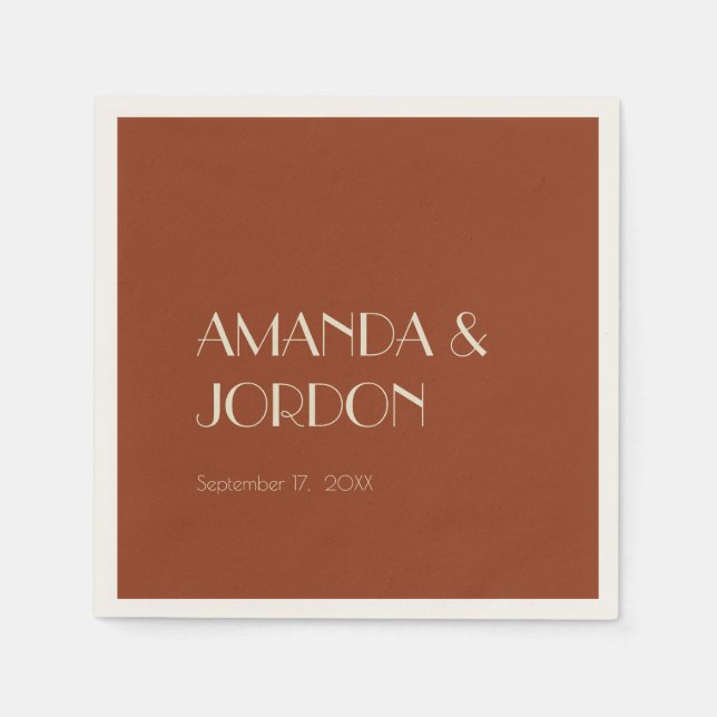 Autumn Boho Deco | Rust Wedding Cocktail Napkin (Front)