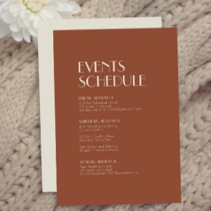 Autumn Boho Deco Rust Wedding Schedule Enclosure Card