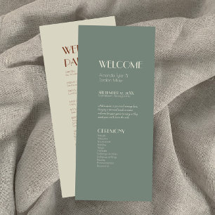 Autumn Boho Deco   Sage Green Wedding Program