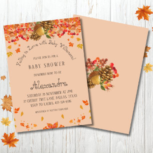 Autumn Boho Floral Falling in Love Baby Shower Invitation