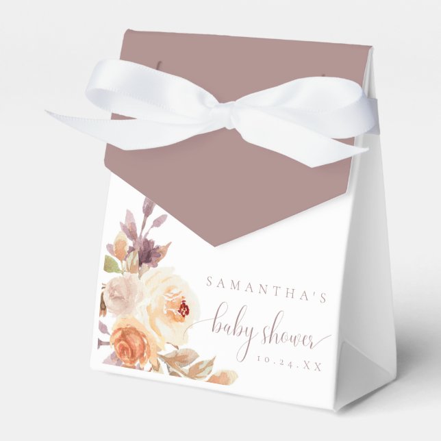 Autumn Boho Floral Rustic Baby Shower Favor Box (Front Side)