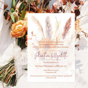 Autumn Boho Floral Wedding   White Invitation