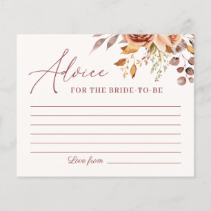 Autumn Boho Flower Bridal Shower Advice Card