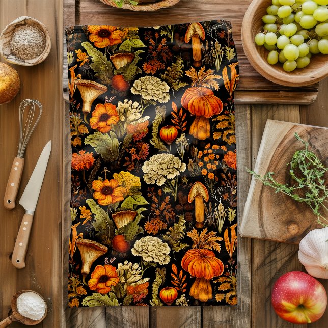 Autumn Boho Gothic Dark Floral Kitchen Towel (Creator Uploaded)
