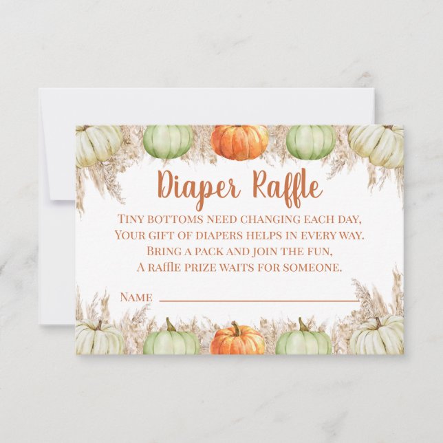 Autumn Boho Pampas Grass Diaper Raffle Card (Front)