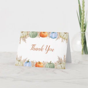 Autumn Boho Pampas Grass Thank You Card   Fall