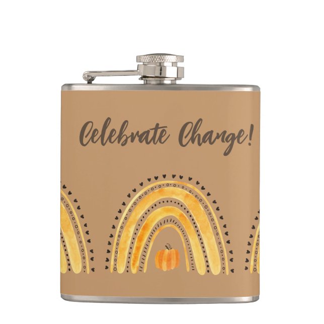 Autumn Boho Rainbow Flask (Front)
