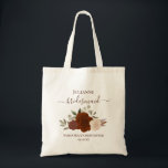 Autumn Boho Roses Elegant Bridesmaid Wedding Favor Tote Bag<br><div class="desc">These beautiful tote bags are a wonderful way to thank your bridesmaids for being part of your wedding party. They feature a lovely fall or autumn boho chic floral design with a cluster of hand painted watercolor roses and leaves in shades of rust orange, burnt umber, sienna, and peach. There...</div>