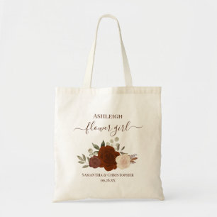 Autumn Boho Roses Elegant Flower Girl Wedding Tote Bag
