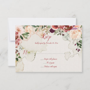 Autumn Boho Watercolor Floral Tea-Stained RSVP Card